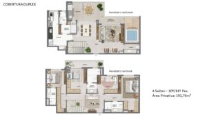 Cobertura duplex 4 suítes - 10° e 11° andar - 191m²